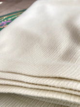 Load image into Gallery viewer, Ivory meditation blanket cover throw home meditate luxury wool acrylic fabric elegant warm cozy tweed lifestyle mindful and slow living hand tailored in Jordan by local artisans