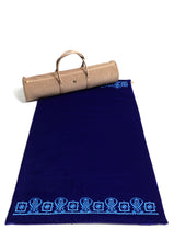 Load image into Gallery viewer, Silk velvet, hand embroidered, made in jordan, by Palestinian refugees, cross stitch, made in france DMC pearle cotton balls, custom design meditation prayer serenity mat, celestial religions, earth heaven stars sky artisanal work, empowering women and men local artisans and sustainable mindful approach with social impact aljabra